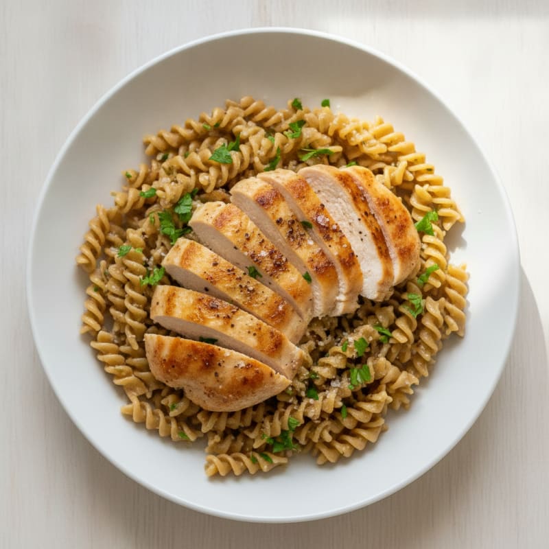 Garlic Herb Buttered Noodles with Seared Chicken