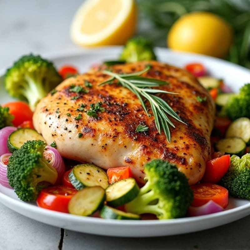 Herb-Roasted Chicken with Lemon Garlic Vegetables