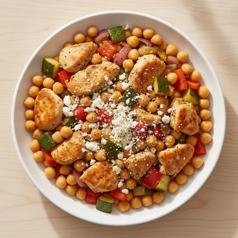 Mediterranean Chicken and Chickpea Skillet