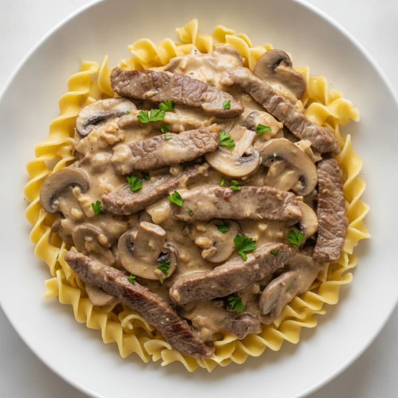 Classic Beef Stroganoff with Egg Noodles