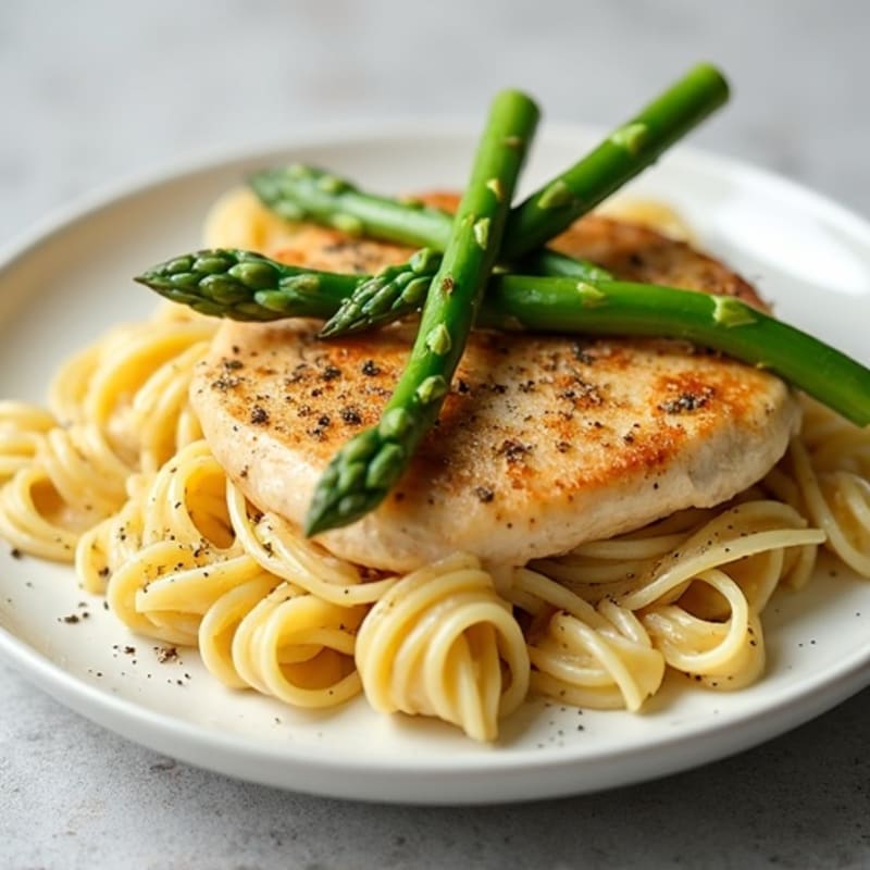 Creamy Lemon Chicken Pasta with Fresh Asparagus