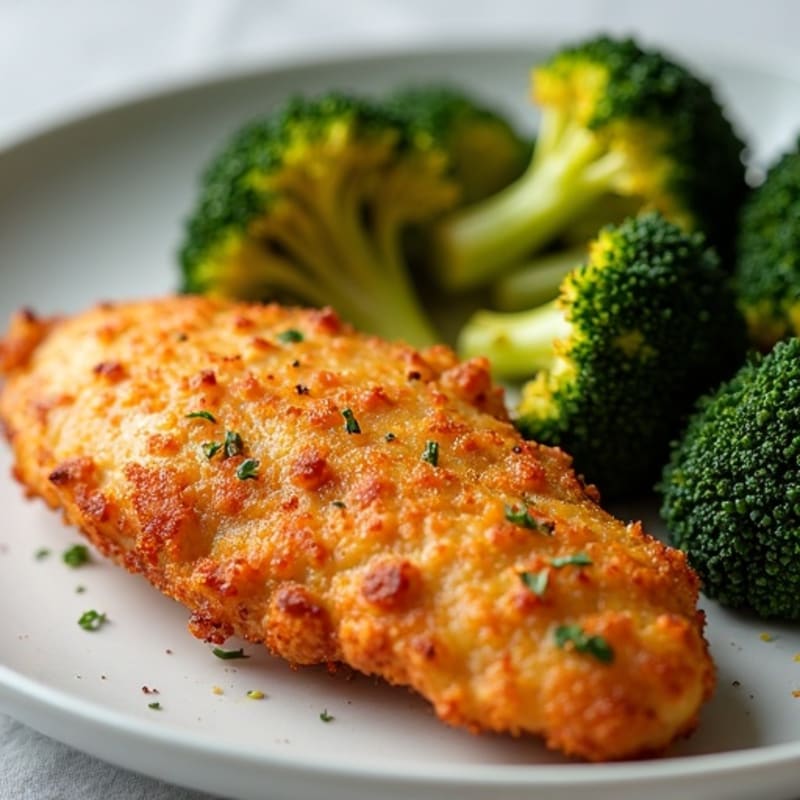 Crispy Air Fryer Chicken and Roasted Broccoli