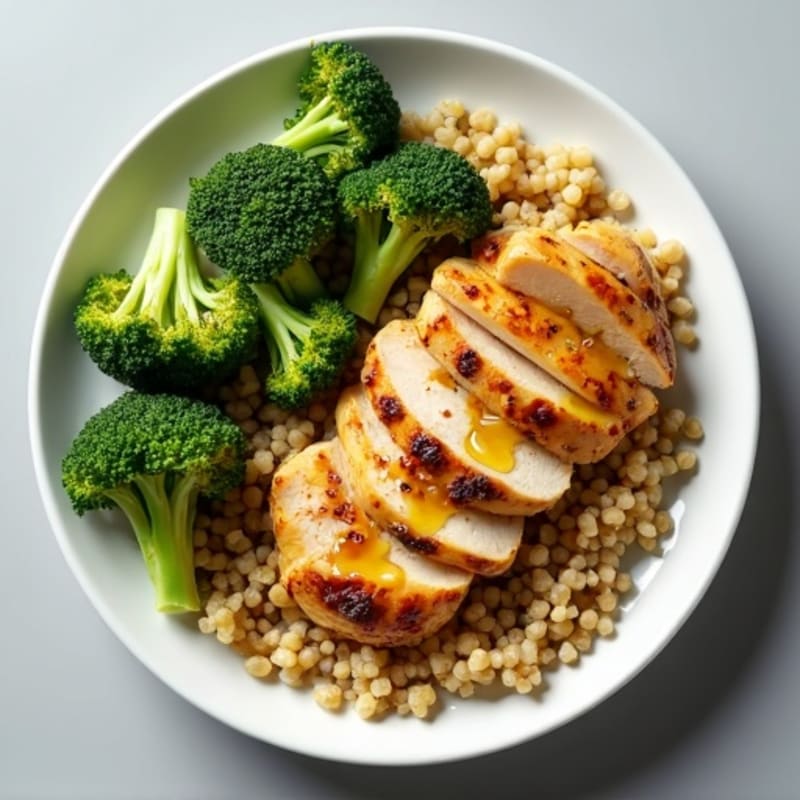 Grilled Chicken Breast with Roasted Broccoli and Quinoa