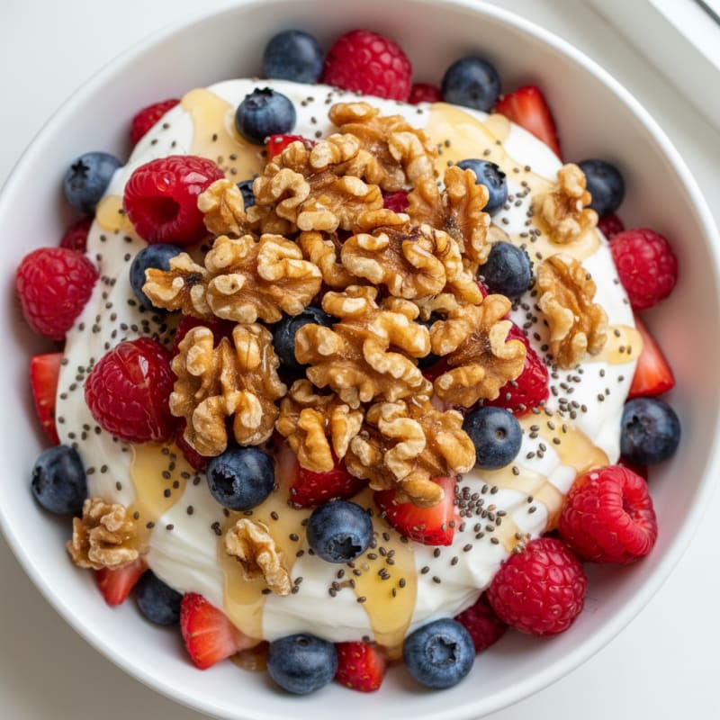 Creamy Greek Yogurt Parfait with Mixed Berries and Chia Seeds
