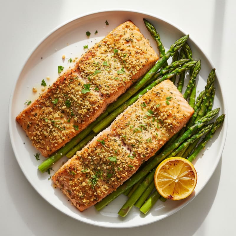 Herb-Crusted Salmon with Roasted Asparagus