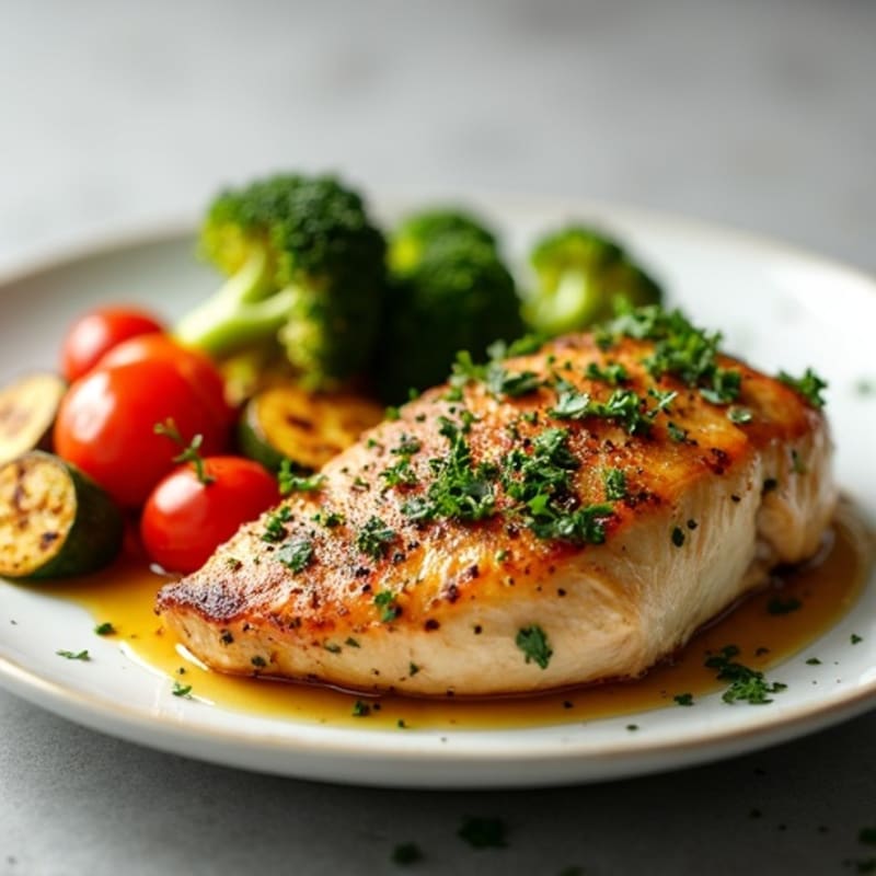 Herb-Crusted Pan Seared Chicken with Roasted Vegetables