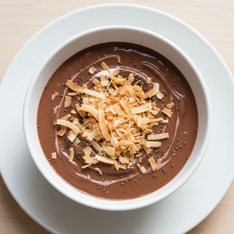 Silky Chocolate Protein Pudding with Toasted Coconut