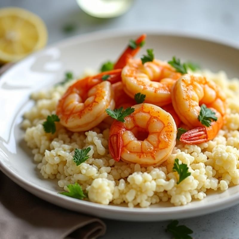 Garlic-Lemon Skillet Shrimp with Cauliflower Rice