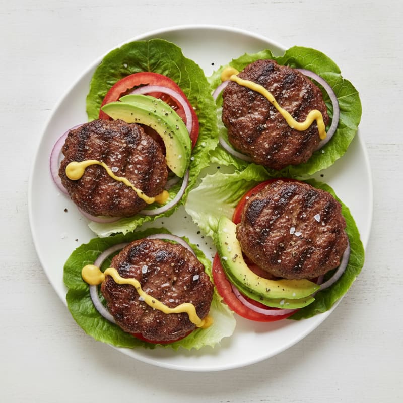 Grilled Beef & Mushroom Burger Lettuce Wraps
