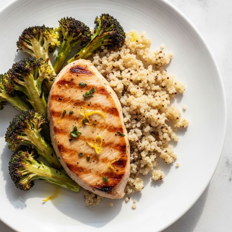 Grilled Turkey Breast with Quinoa and Roasted Broccoli