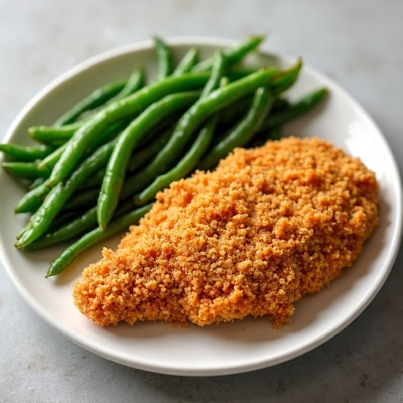 Air-Fried Crispy Buttermilk Chicken with Roasted Green Beans