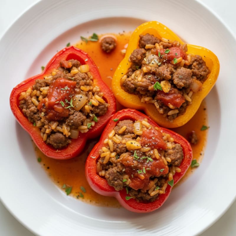 Beef and Rice Stuffed Bell Peppers