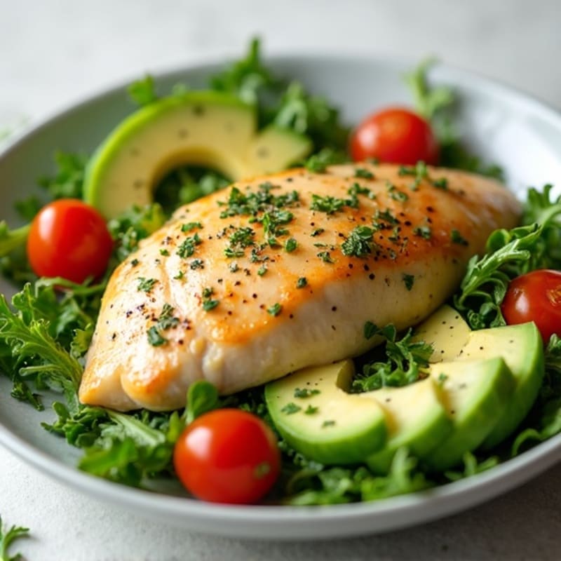 Tender Poached Chicken with Fresh Green Salad and Lemon-Herb Vinaigrette