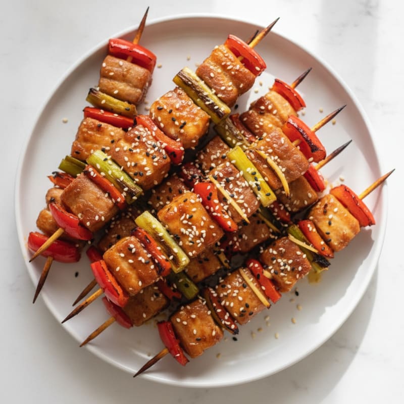 Spicy Gochujang Pork Belly Skewers