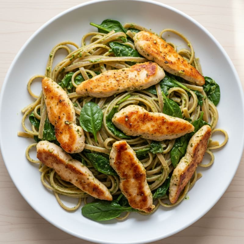 Creamy Pesto Chicken Linguine