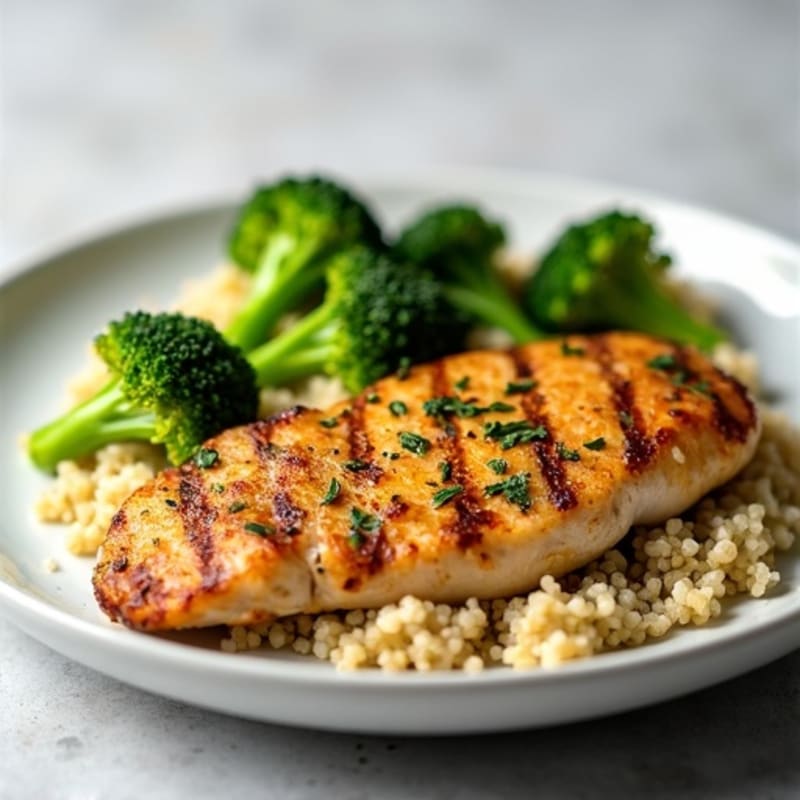 Grilled Chicken Breast with Quinoa and Steamed Broccoli