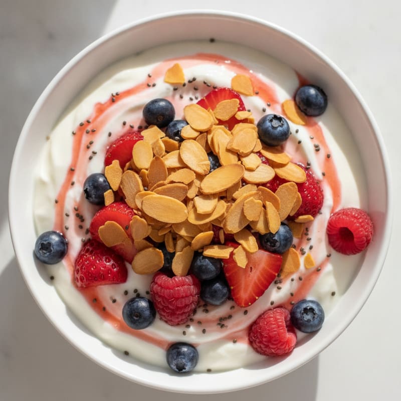 Greek Yogurt Protein Parfait with Berries and Almonds