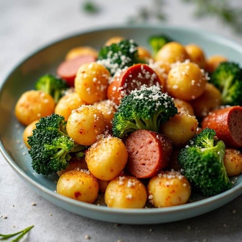 Crispy Sheet Pan Gnocchi with Roasted Chicken Sausage and Broccoli