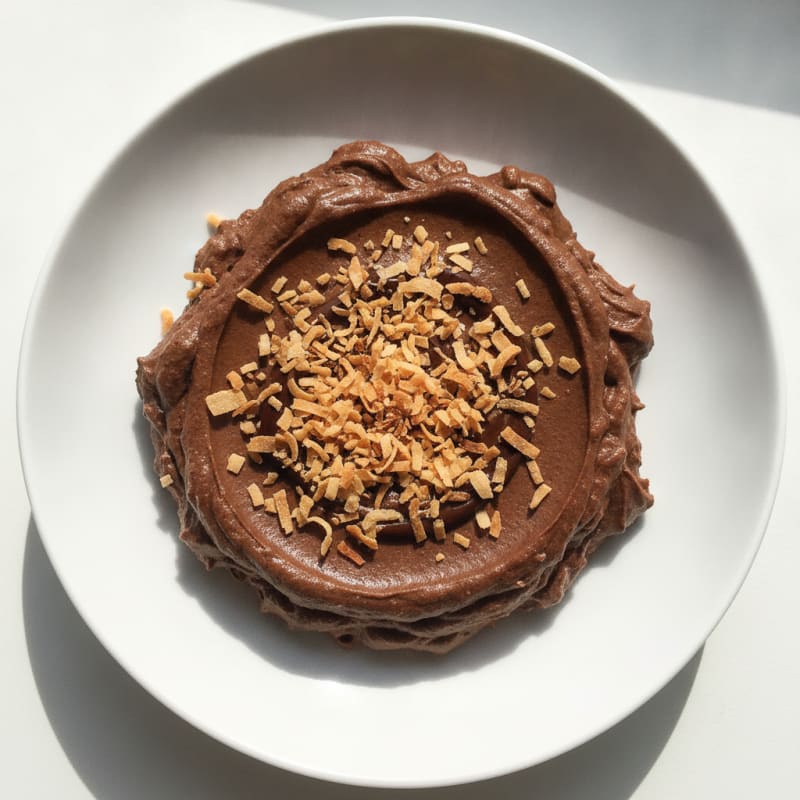 Silky Chocolate Protein Pudding with Toasted Coconut
