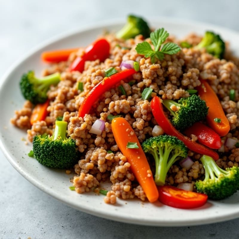 Savory Ground Pork and Crispy Vegetable Stir-Fry