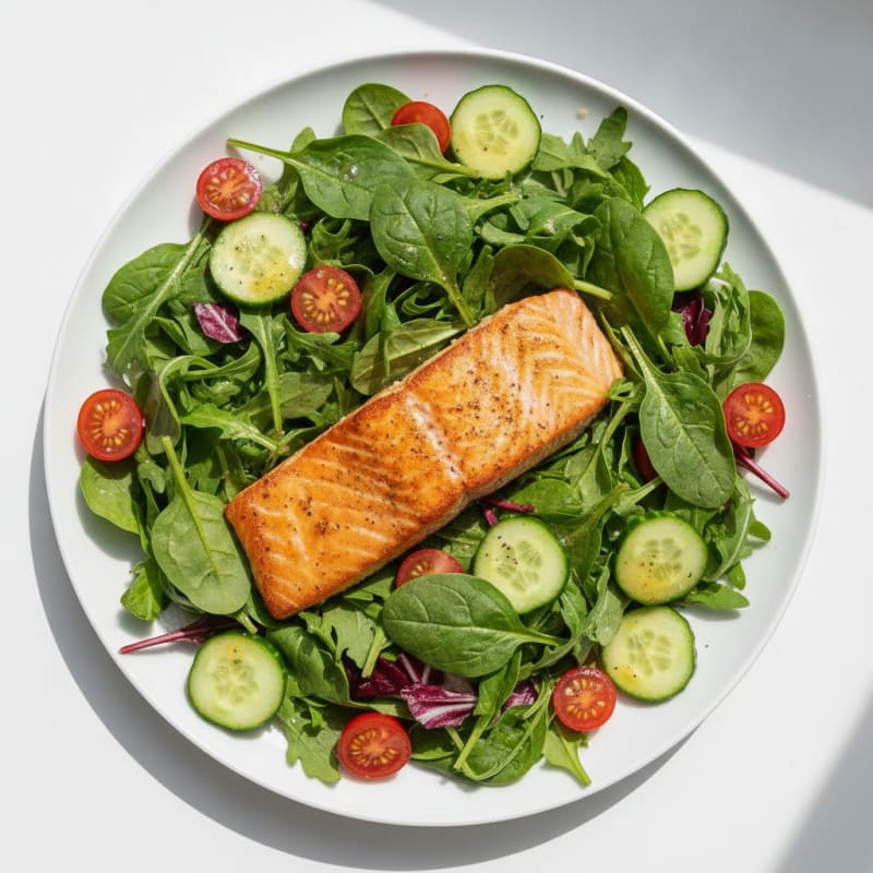 Pan-Seared Salmon with Garden Greens
