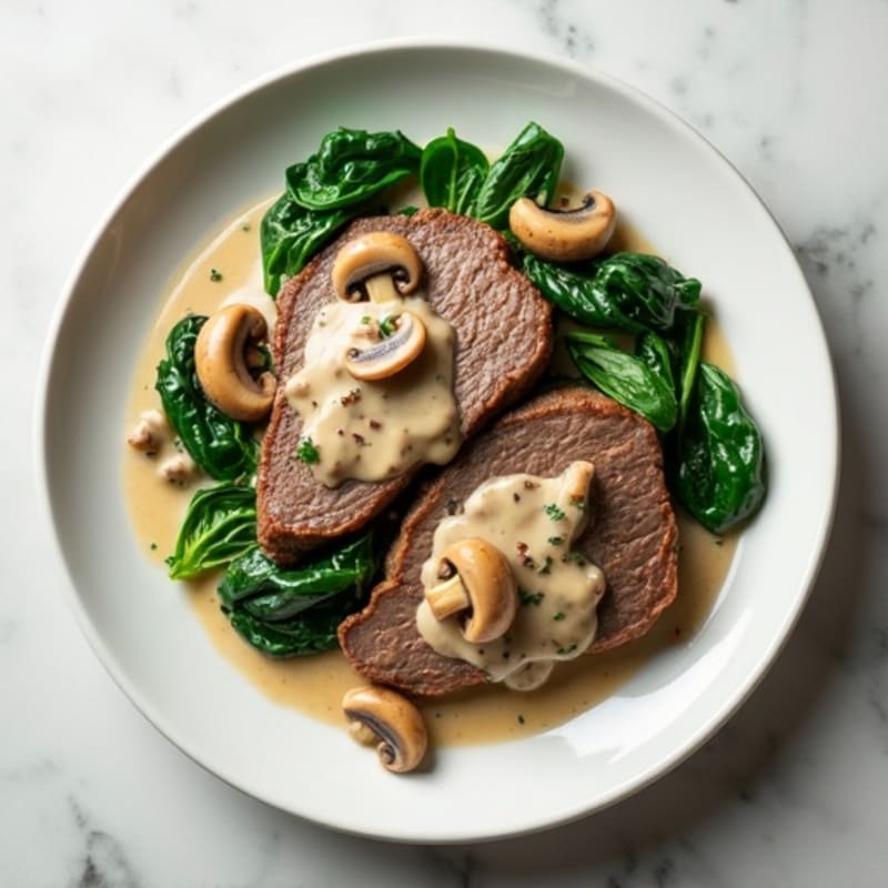 Healthy Beef with Creamy Mushroom Sauce