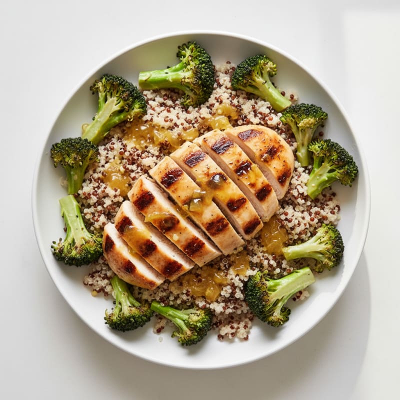 Grilled Chicken and Quinoa Bowl with Roasted Broccoli