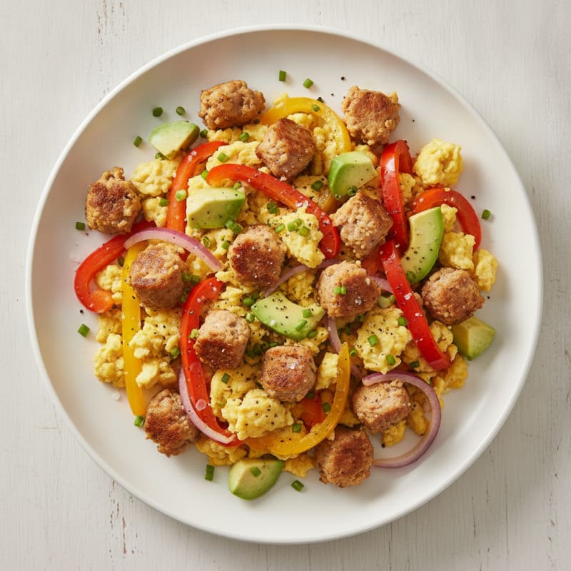 Chicken Sausage Scramble with Bell Peppers