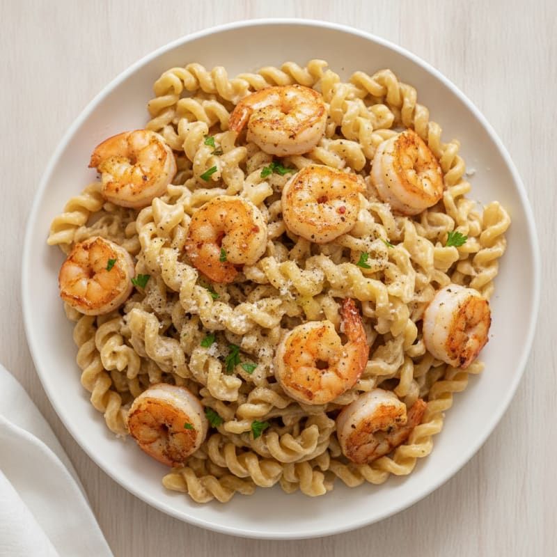 Garlic Shrimp Alfredo with Fettuccine
