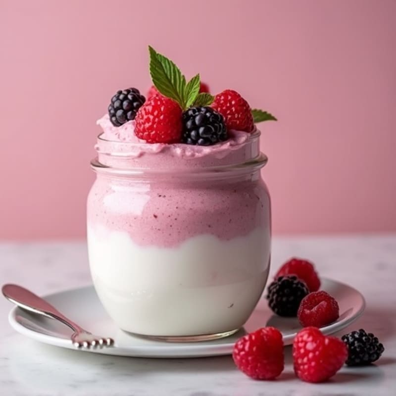 Greek Yogurt Protein Mousse with Mixed Berries