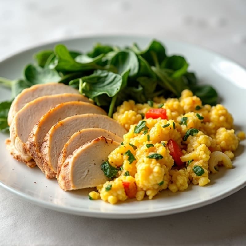 Egg White Vegetable Scramble with Turkey Breast