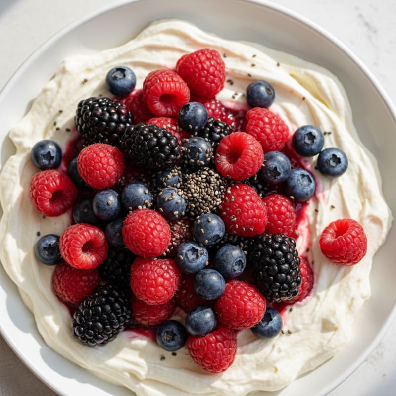 Greek Yogurt Protein Pudding with Mixed Berries