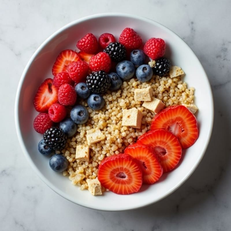 Silky Tofu and Quinoa Breakfast Bowl with Berries