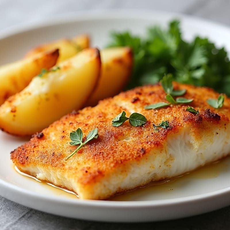 Crispy Baked Cod with Roasted Potato Wedges