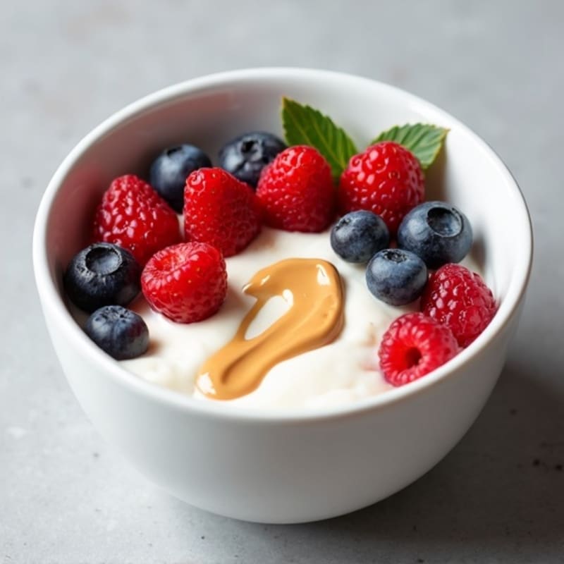 Greek Yogurt Protein Bowl with Mixed Berries and Almond Butter