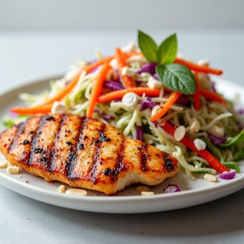 Grilled Chicken Breast with Crunchy Cabbage Slaw