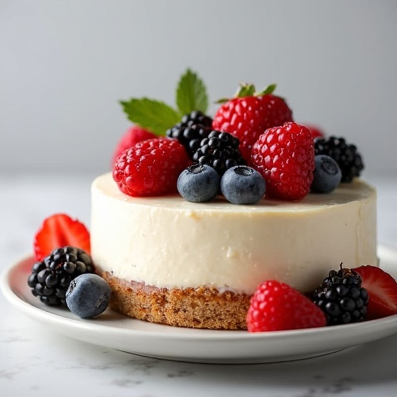 Greek Yogurt Protein Cheesecake with Mixed Berries