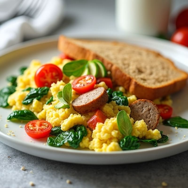 Egg White Scramble with Spinach and Turkey Sausage
