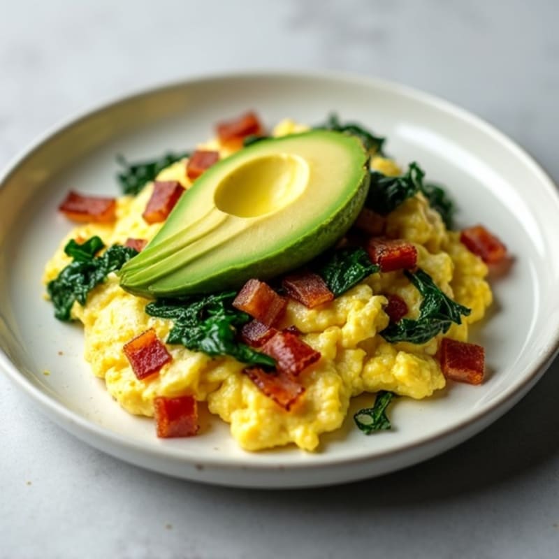 Egg White Scramble with Spinach and Turkey Bacon