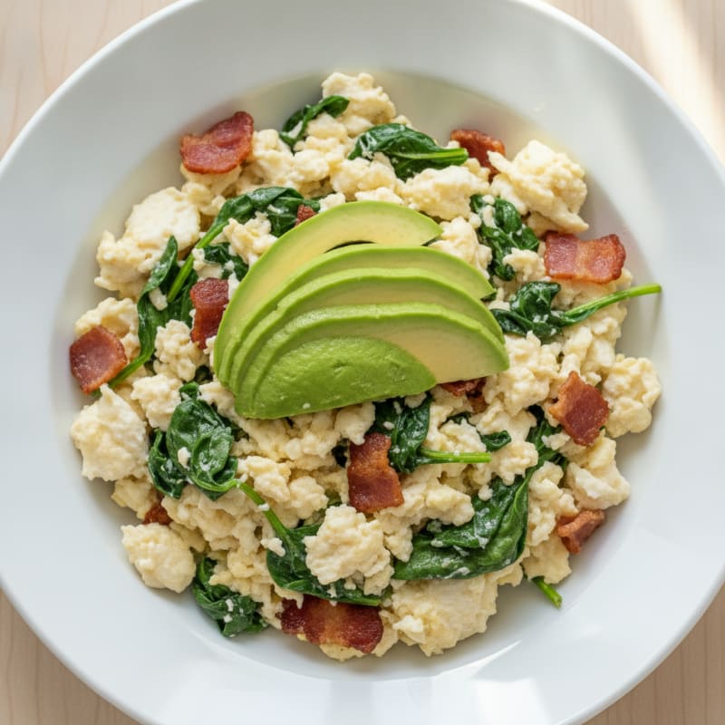 Egg White Scramble with Spinach and Turkey Bacon