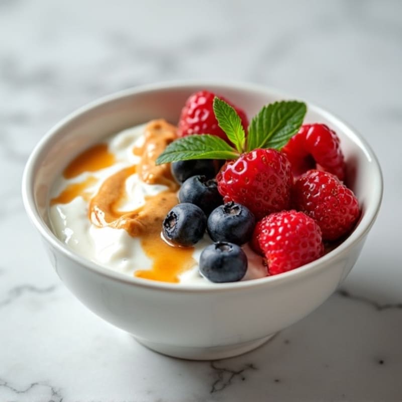 Creamy Greek Yogurt Bowl with Mixed Berries and Almond Butter
