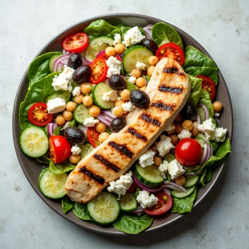 Fresh Chopped Vegetable Salad with Creamy Feta and Briny Olives