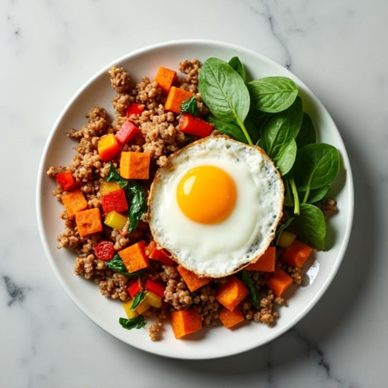 Sweet Potato Turkey Breakfast Hash with Eggs
