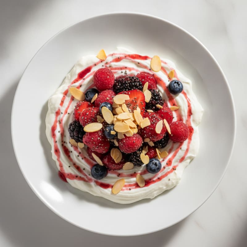 Silky Greek Yogurt Protein Pudding with Mixed Berries