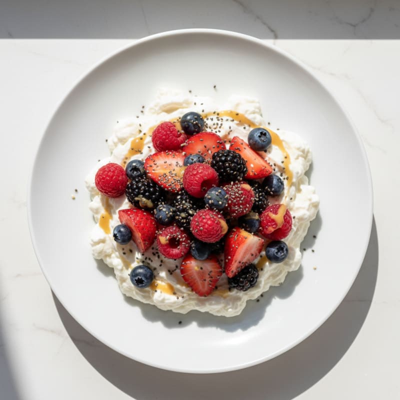 Silky Greek Yogurt Protein Pudding with Mixed Berries