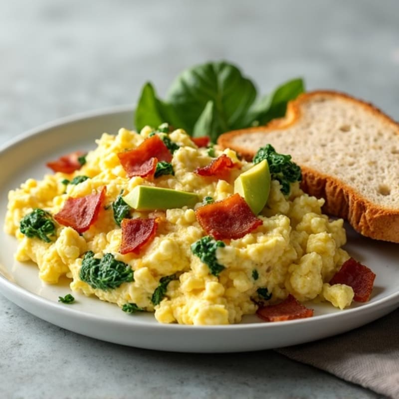 Egg White Scramble with Spinach and Turkey Bacon