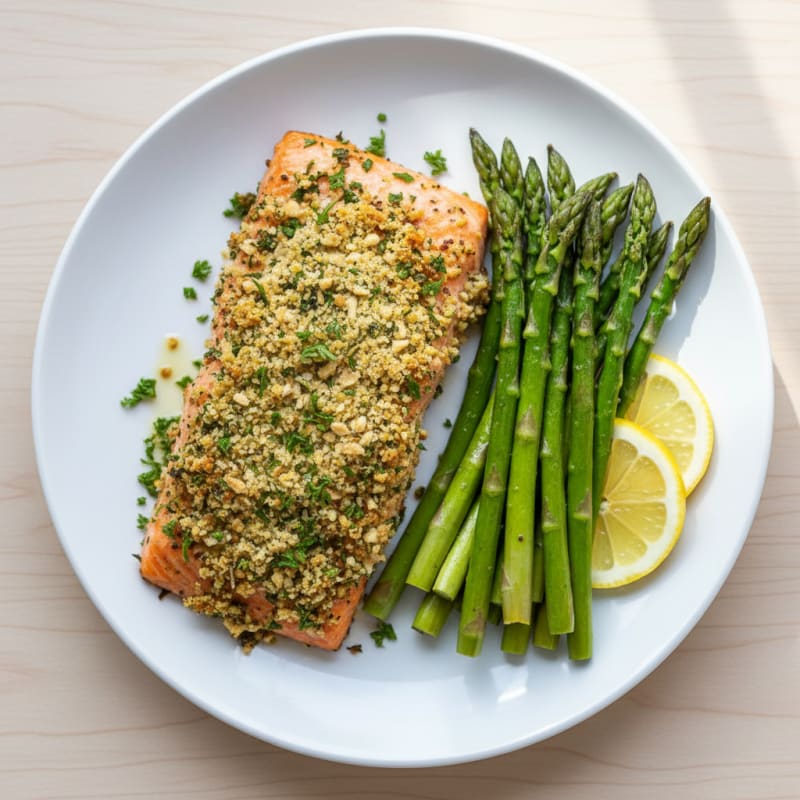 Herb-Crusted Salmon with Roasted Asparagus