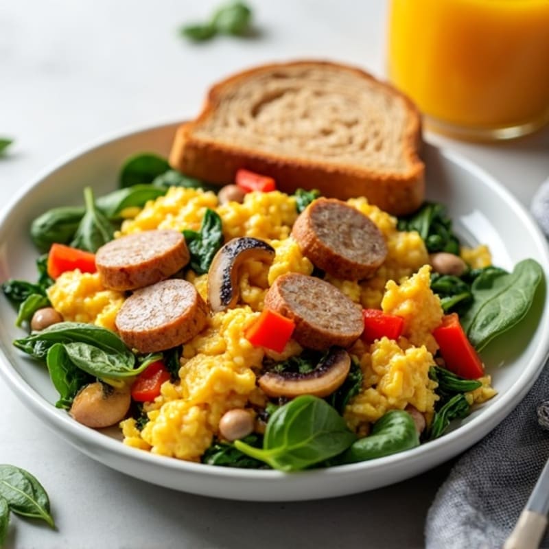Egg White Vegetable Scramble with Turkey Sausage