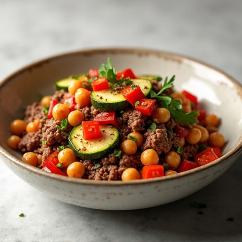 Hearty Lean Ground Beef and Roasted Vegetable Bowl