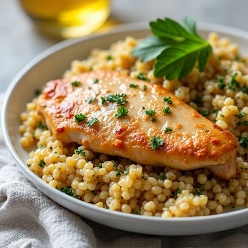Pan-Seared Chicken Breast with Garlic Herb Quinoa